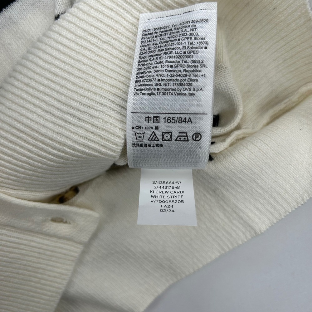 Gap Womens XS Crewneck Cardigan Sweater White Navy Blue Striped Cotton - Picture 10 of 10
